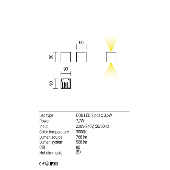 LED Аплик AMPLITUDE 01-1229 Redo 7.7W 3000K WHITE | Osvetlenieto.bg