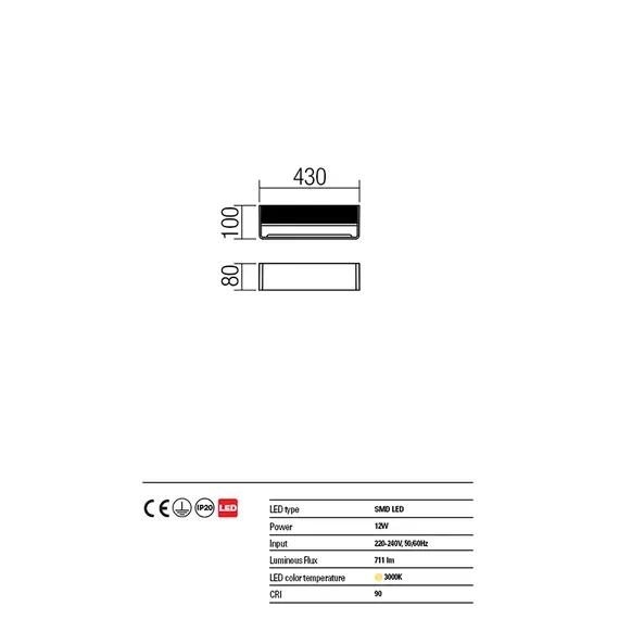 LED Аплик DUEL 01-1343 Redo 12W 3000K WH | Osvetlenieto.bg
