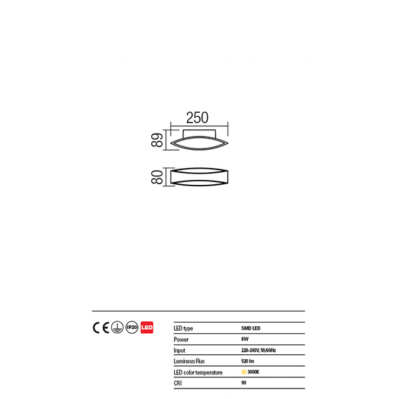 LED Аплик EIGHER 01-1329 Redo 8W 3000K WH | Osvetlenieto.bg