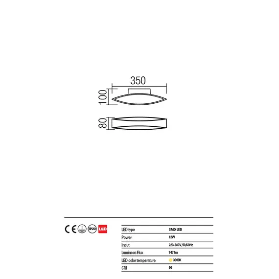 LED Аплик EIGHER 01-1330 Redo 12W 3000K WH | Osvetlenieto.bg