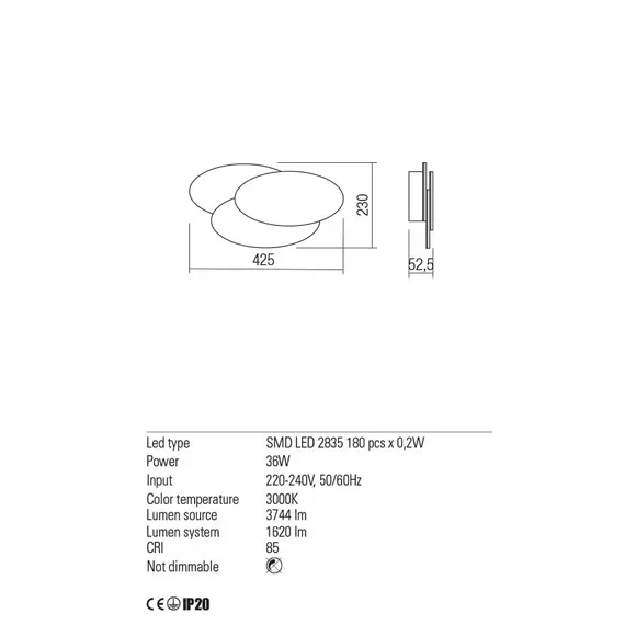 LED Аплик GAMER 01-2297 Redo SMD 36W IP20 SW | Osvetlenieto.bg