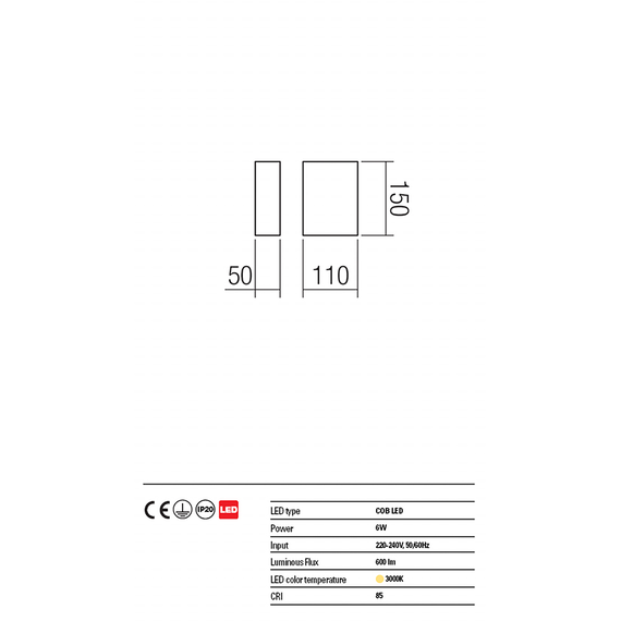 LED Аплик MATCH 01-1447 Redo 6W IP20 MW | Osvetlenieto.bg