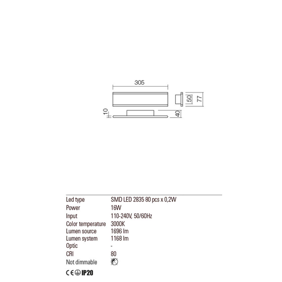LED Аплик RAIL 01-2299 Redo SMD 12W IP20 SBk 3000K | Osvetlenieto.bg
