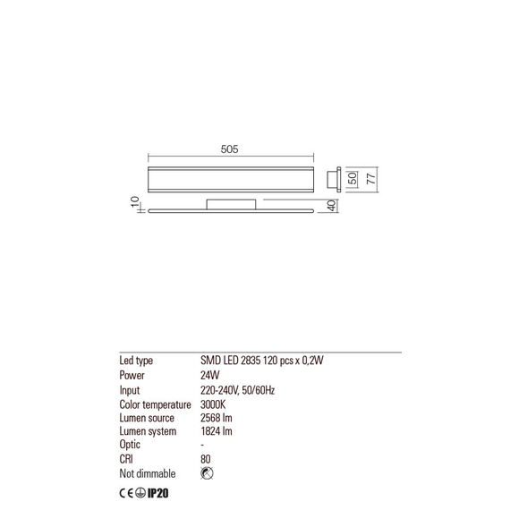 LED Аплик RAIL 01-2301 Redo SMD 24W IP20 SBk 3000K | Osvetlenieto.bg