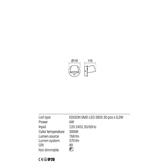 LED Аплик SHAKER 01-1738 Redo 6W 3000K IP20 SAND WHITE | Osvetlenieto.bg