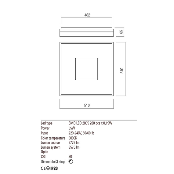 LED Плафон MAYA 01-2000 Redo SQ 51W 3000K GD | Osvetlenieto.bg