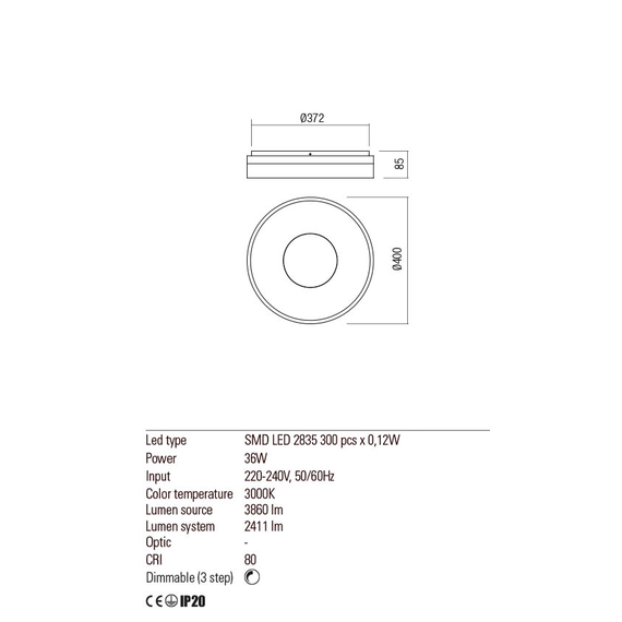 LED Плафон MAYA 01-2002 Redo RD 42W 3000K GD | Osvetlenieto.bg