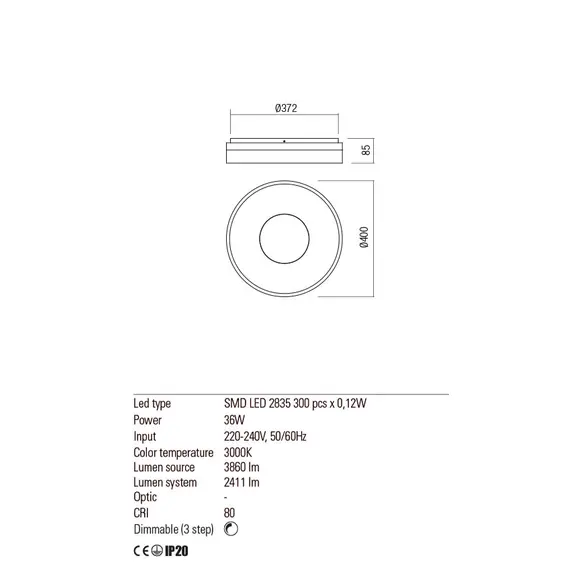 LED Плафон MAYA 01-2002 Redo RD 42W 3000K GD | Osvetlenieto.bg