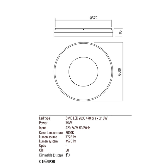 LED Плафон MAYA 01-2003 Redo RD 64W 3000K WH | Osvetlenieto.bg