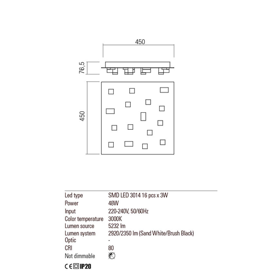 LED Плафон PIXEL 01-2017 Redo  48W 3000K SBK | Osvetlenieto.bg