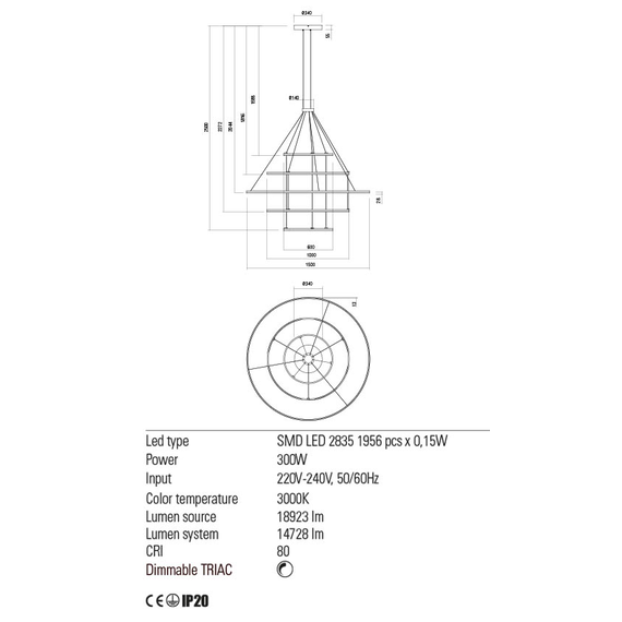 LED Полилей ORBIT 01-2248-DALI Redo 300W D1500+1000+1000+600+600 SAND WHITE | Osvetlenieto.bg