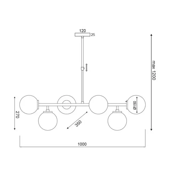 Модерен полилей THETIS V360506P Aca Lighting 6xE27 | Osvetlenieto.bg