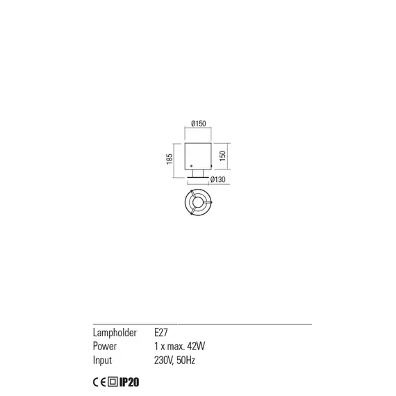 Настолна лампа LOU 01-2010 Redo 1X40W E27 SBK/SMOKE D150 | Osvetlenieto.bg