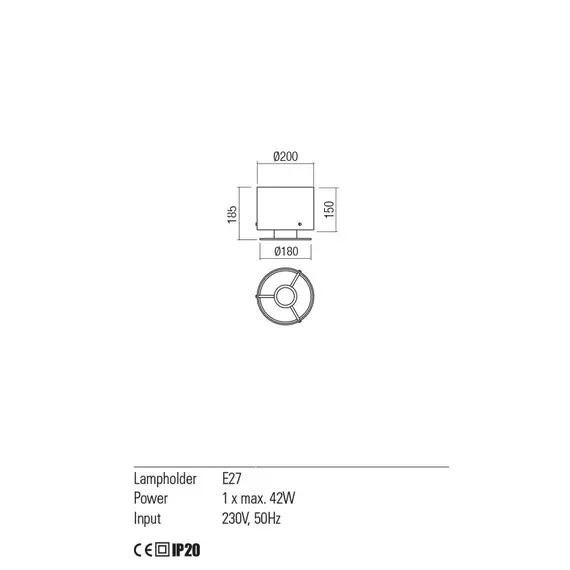 Настолна лампа LOU 01-2011 Redo 1X40W E27 SBK/SMOKE D200 | Osvetlenieto.bg