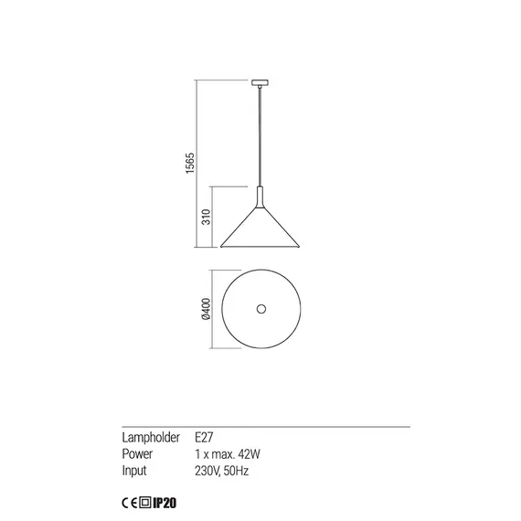 Пендел JAAP 01-1610 Redo 1X42W E27 D400 GUN METAL | Osvetlenieto.bg