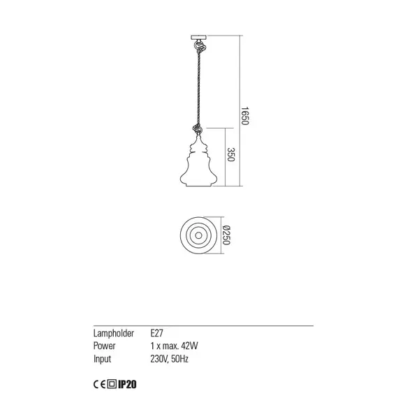 Пендел  KASHI 01-2117 Redo 1x42W E27 D250 CHAMPAGNE | Osvetlenieto.bg