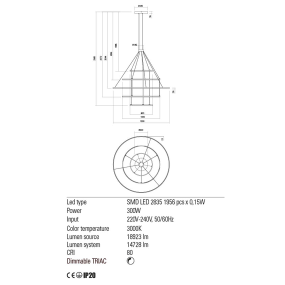 Полилей ORBIT 01-2250 Redo LED 300W D1500+1000+1000+600+600 TRIAC SAND | Osvetlenieto.bg