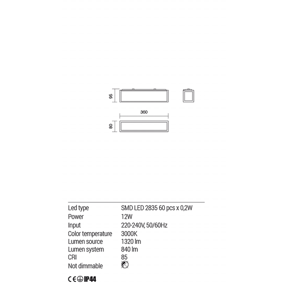LED Аплик EGO 01-1234 Redo 12W 3000K CH | Osvetlenieto.bg