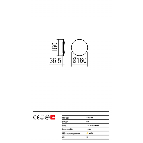 LED Аплик UMBRA 01-1331 Redo 6W 3000K WH | Osvetlenieto.bg