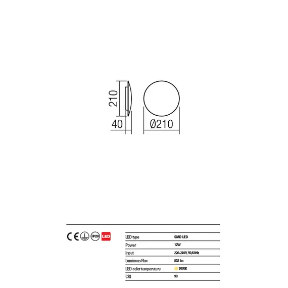 LED Аплик UMBRA 01-1334 Redo 12W 3000K BK | Osvetlenieto.bg