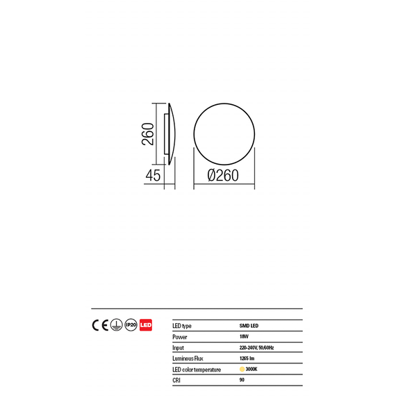 LED Аплик UMBRA 01-1335 Redo 18W 3000K WH | Osvetlenieto.bg