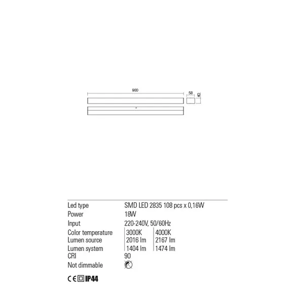 LED Аплик за баня TASK 01-2289 Redo 18W 3000K CH | Osvetlenieto.bg