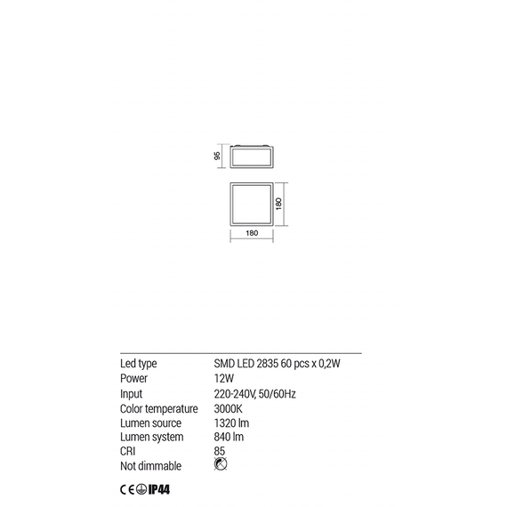 LED Плафон EGO 01-1236 Redo 12W 3000K CH | Osvetlenieto.bg