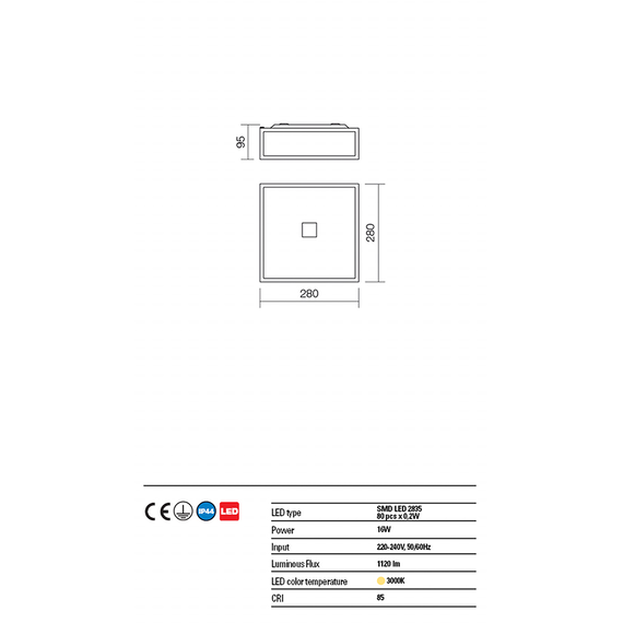 LED Плафон EGO 01-1237 Redo 16W 3000K CH | Osvetlenieto.bg