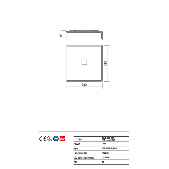 LED Плафон EGO 01-1238 Redo 28W 3000K CH | Osvetlenieto.bg