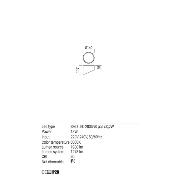 LED Плафон UTO 01-1629 Redo 18W 3000K IP20 SAND WHITE | Osvetlenieto.bg