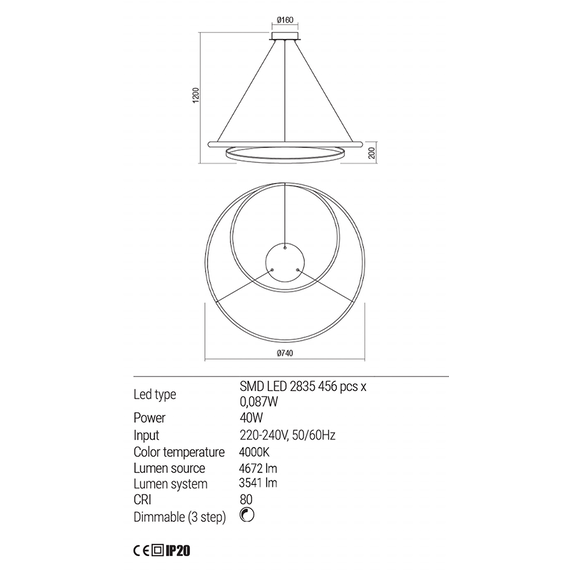 LED Полилей TORSION 01-1891 Redo 40W D750 4000K BRONZE | Osvetlenieto.bg