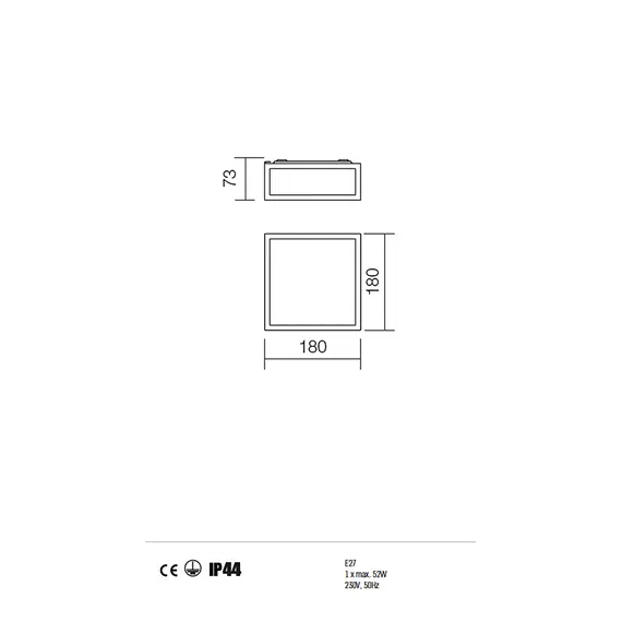 Плафон EGO 01-704 Redo 1X52W E27 IP44 | Osvetlenieto.bg