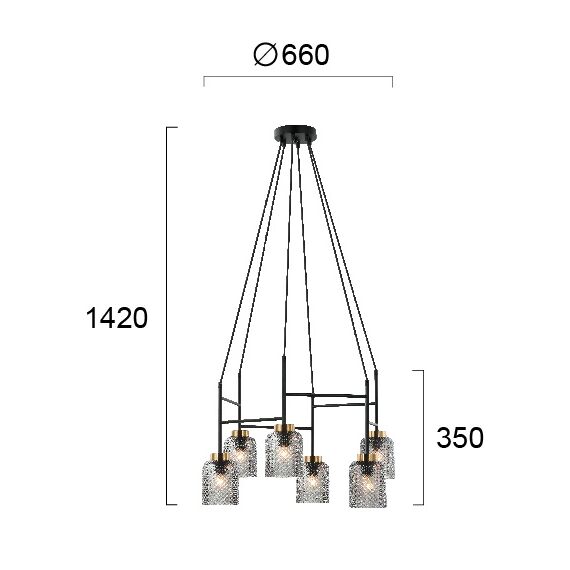 Полилей ZAC 4247100 Viokef 6xE27 | Osvetlenieto.bg
