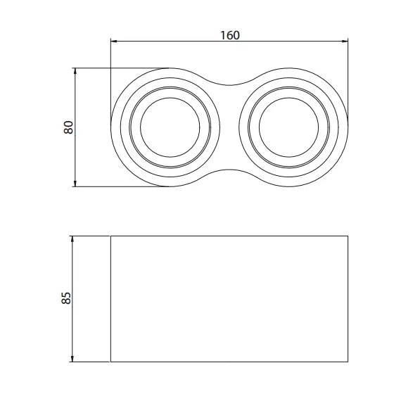 Двойна луна открит монтаж черна с насочване AVEIRO DUO 2xGU10 | Osvetlenieto.bg