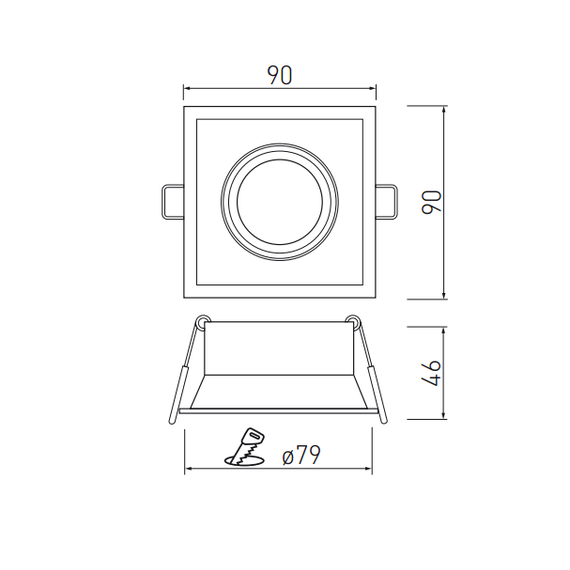 Квадратна луна за вграждане бяла SALTO | Osvetlenieto.bg