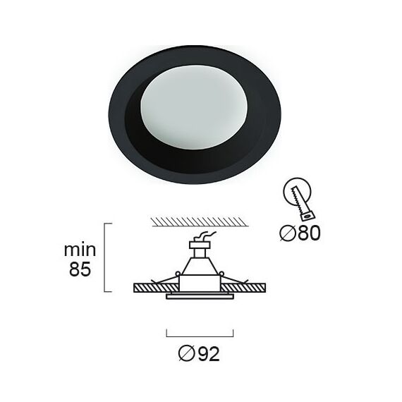 Луна за вграждане за баня YAN 4151201 Viokef 1xGU10 IP44 | Osvetlenieto.bg