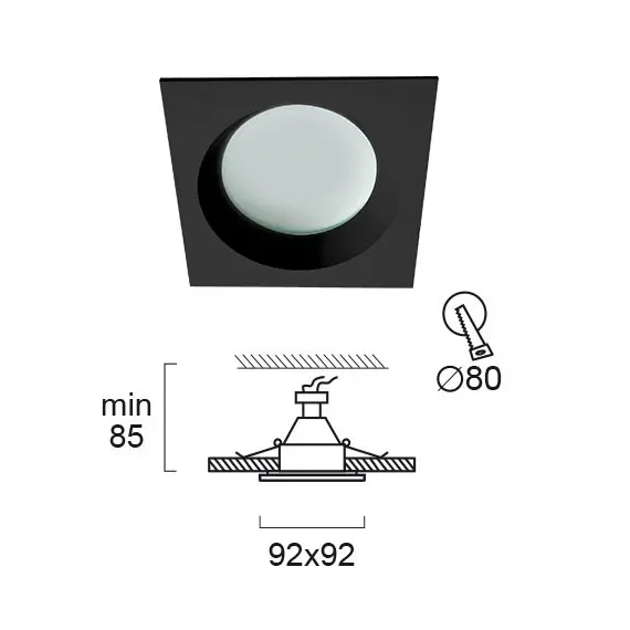 Луна за вграждане за баня YAN 4151301 Viokef 1xGU10 IP44 | Osvetlenieto.bg