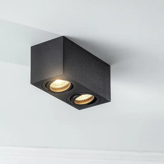 Правоъгълна луна открит монтаж черна с насочване AVEIRO DUO 2xGU10 | Osvetlenieto.bg