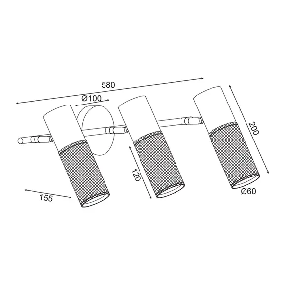 Аплик ALCATRAZ OD603S58BK Aca Lighting 3xE27 | Osvetlenieto.bg