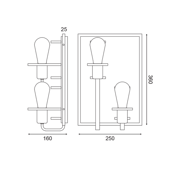 Аплик TESLA EG842W36B Aca Lighting 2xE27 | Osvetlenieto.bg