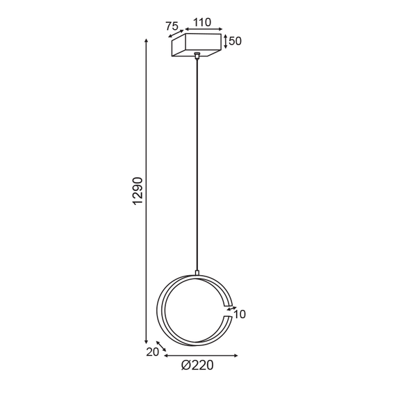 LED Пендел EUCLID-3 V28LEDP22BK Aca Lighting 8W 3000K | Osvetlenieto.bg