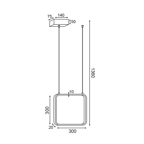 LED Пендел SYMETRIA V30LEDP30BK Aca Lighting 14W 3000K | Osvetlenieto.bg