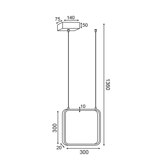 LED Пендел SYMETRIA V30LEDP30WH Aca Lighting 14W 3000K | Osvetlenieto.bg