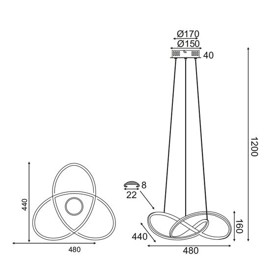 LED Полилей GORDIUS HM92LEDP48BK Aca Lighting 48W 3000K | Osvetlenieto.bg