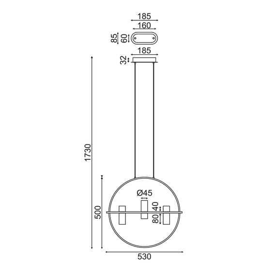 LED Полилей IONIAN JNEP12LED53CH Aca Lighting 12W 3000K | Osvetlenieto.bg