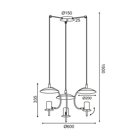 Модерен полилей PARACHUTE ZM933P60W Aca Lighting 3xGU10 | Osvetlenieto.bg
