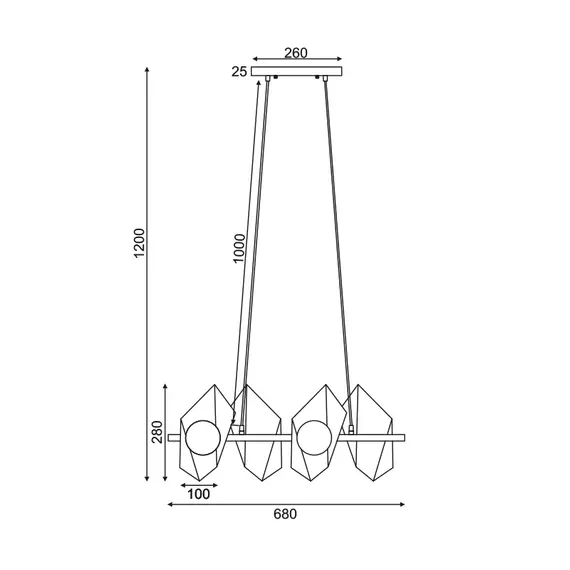 Модерен полилей POLYGON HL42594P68BG Aca Lighting 4xG9 | Osvetlenieto.bg