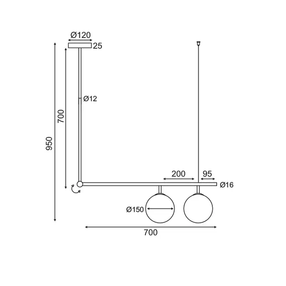 Модерен полилей  THETIS V360502P Aca Lighting 2xE27 | Osvetlenieto.bg