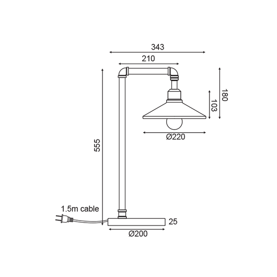 Настолна лампа PIPE AR4171T56BG Aca Lighting 1xE27 | Osvetlenieto.bg