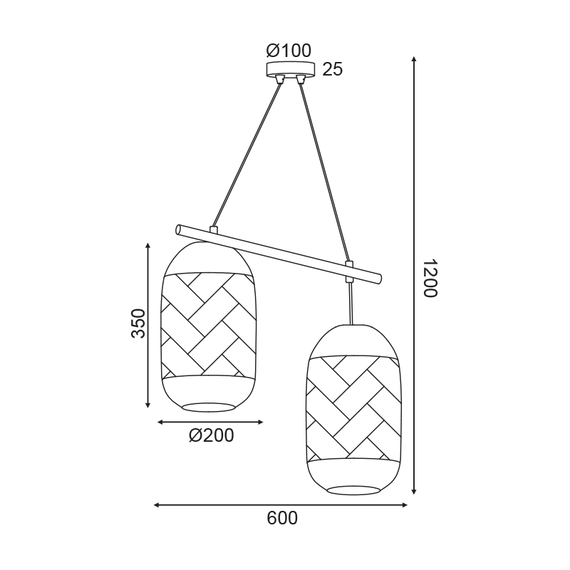 Полилей COCONUT OD762P60RW Aca Lighting 2xE27 | Osvetlenieto.bg